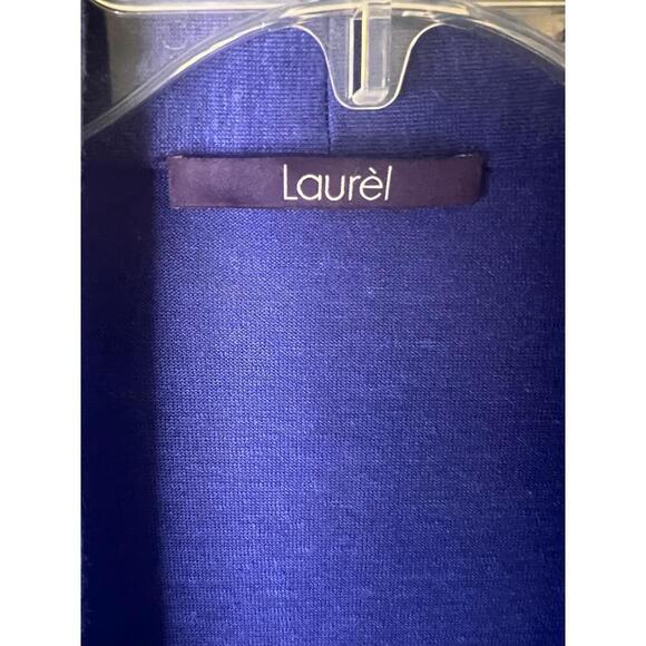 Laurèl By Escada Blue Linen Open Front Knee Length Lightweight Duster Pockets 16 - Picture 3 of 8